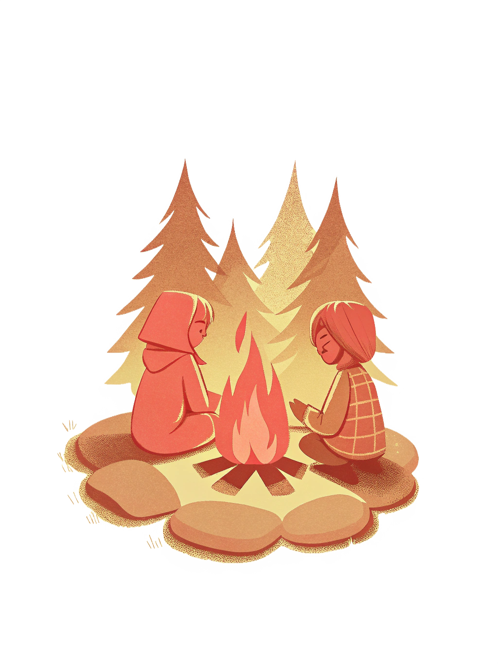 A warm campfire scene in the mountains — the Ranger's domain