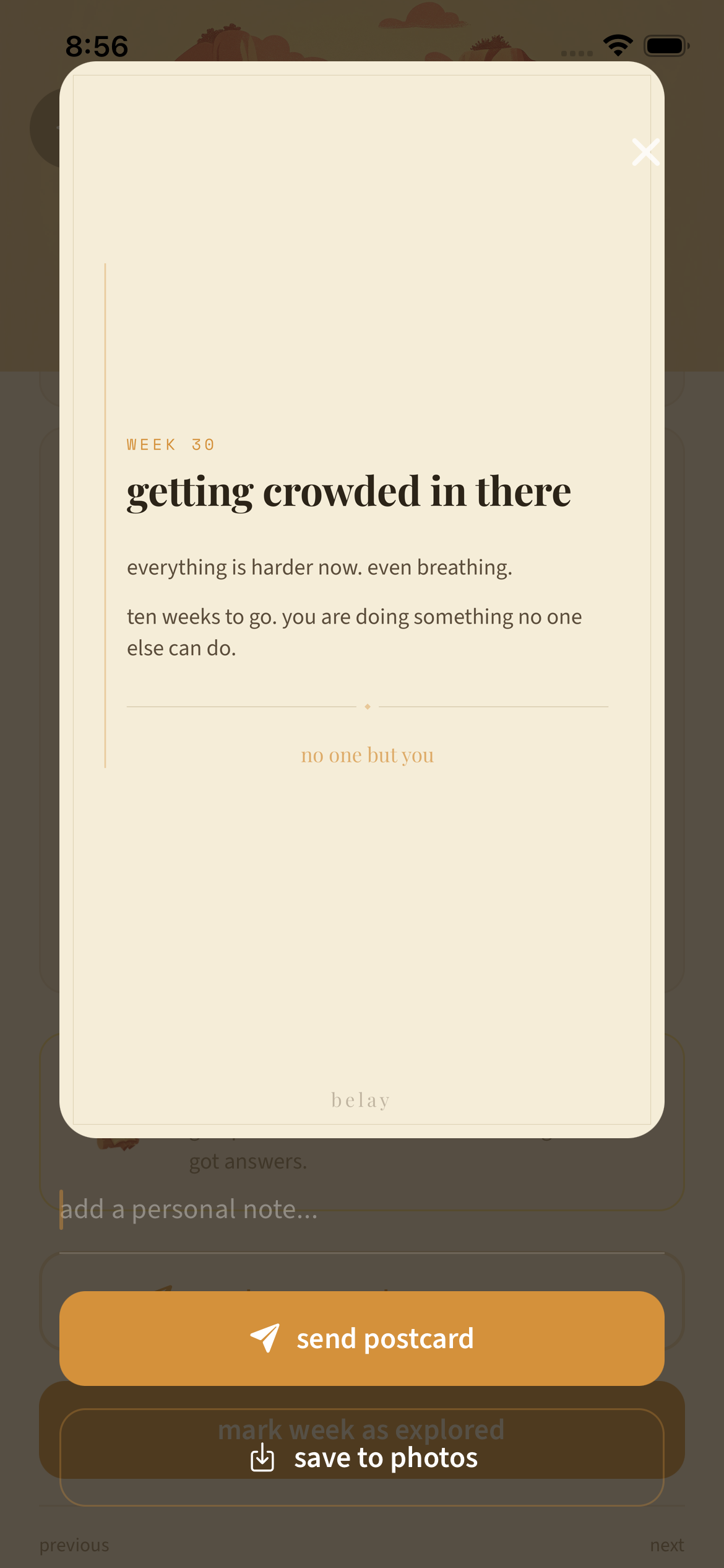 Postcard — week 30, 'no one but you' — words of affirmation for your partner